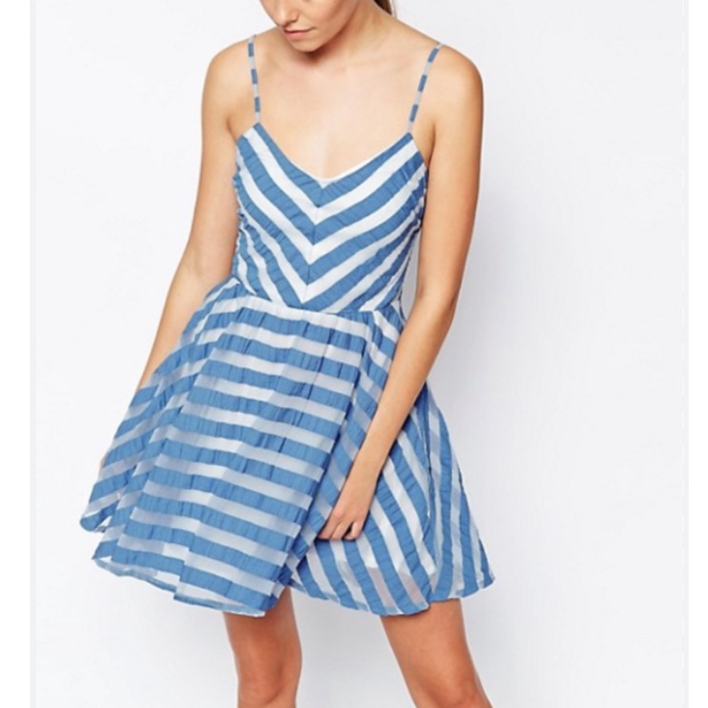 Anthropologie Greylin striped fit and flare dress sz L